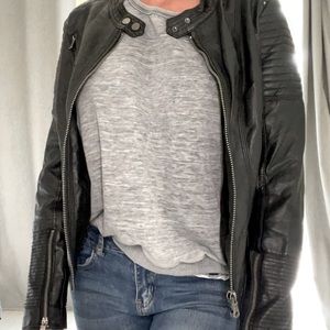 Faux leather motorcycle jacket